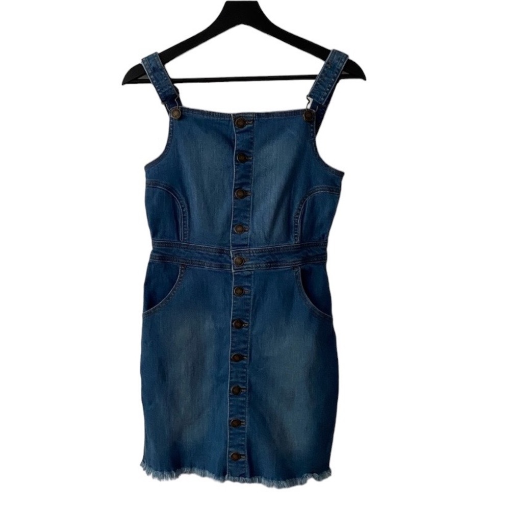 Wax Jean Overall Denim Raw Hem Dress
